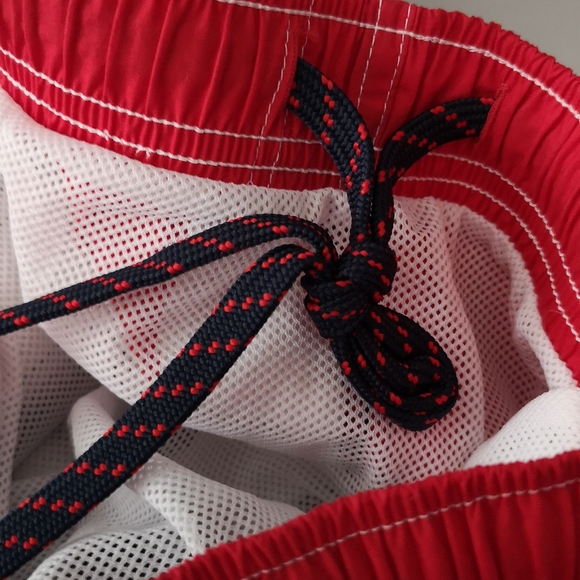 Men's XL Ivy Crew Swim Shorts, Red White & Navy Blue, Embroidered Logo, Pockets - Picture 6 of 6